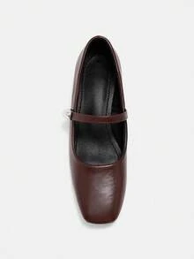 Bholvia Giày cao gót đế xuồng đế dày 3cm thời trang nữ màu đen, xanh navy, cà phê, đỏ tía, giày bệt thanh lịch - Cà phê nâu - Xem 2
