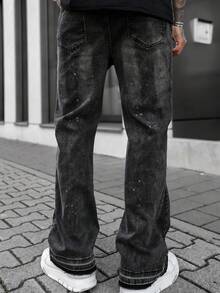 Artur Kramer Quần jean denim co giãn ôm vừa vặn, quần jean cotton giặt sờn, đa năng & thời trang; Quần jean denim giặt có túi xéo, quần áo công sở nhẹ, đa năng; quần jean ống đứng thường ngày có nút và khóa kéo, phù hợp với mọi mùa - màu đen - Xem 4