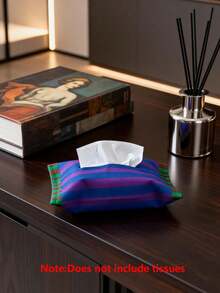 1pc, Dining Table Fabric Paper Drawer, Retro Style, Household Item, Home Office Car Tissue Box Cover, Tissue Box, Suitable For Home Kitchen, Dining Room, Bathroom, Office, Coffee Shop, Simple And High-End Paper Towel Organizer - blue-green - View 11