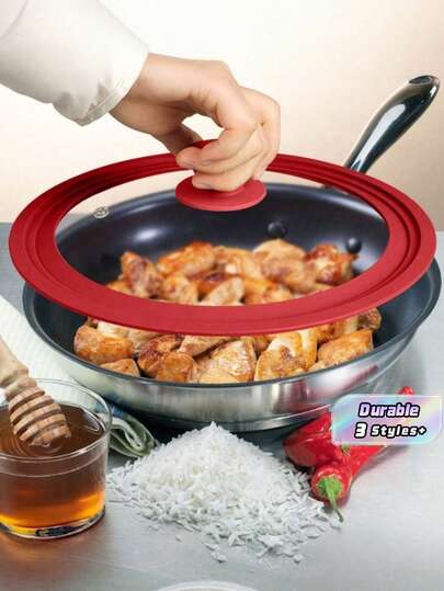 Nắp nồi tròn đa năng dùng cho nồi, chảo, dụng cụ nấu ăn; Nắp kính cường lực cho chảo rán có viền silicon; Nắp thay thế cho chảo rán.