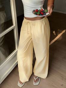 Pantalones casuales y holgados a rayas para mujer, primavera/verano - Amarillo - Ver 2