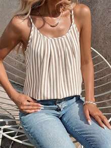 EMERY ROSE Tank Top Tanpa Lengan Kasual Motif Garis-garis untuk Wanita, Atasan Musim Panas - MultiWarna - View 7