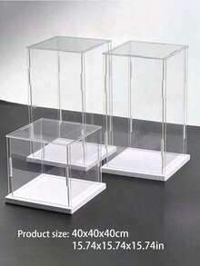 1 Piece Of Transparent White Acrylic Collectible Display Cabinet-Dustproof Storage Box, Suitable For Statues, Models, Dolls-Art Storage Display Rack - White - View 12