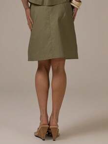 MUSERA Low Rise Button Front Midi Skirt Spring Summer Cute Cosy Cottage Core Y2k Spring Dew Casual - Army Green - View 5