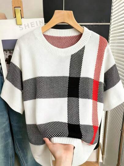 Resyla Plus Size Crew Neck Regular Short Sleeve Knit Top