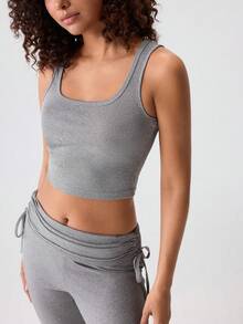 Loungeista 2pcs Set Spring Summer Autumn Casual Pajamas, Solid Color Drawstring Flared Pants Loungewear Set, Slimming Commuter Sleepwearfor Summer - Grey - View 7