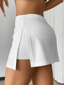 SHEIN EZwear Bộ 2 chiếc váy ngắn dệt kim đen trắng kiểu dáng thường ngày - Nhiều màu - Xem 6