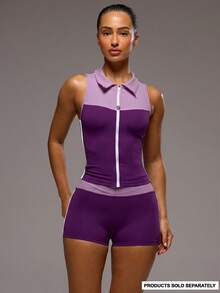 Musera Sport 撞色拉链无袖BBL背心外套，仅供运动健身健身房普拉提日常休闲穿着，适合炎热夏季穿着。 - 紫羅蘭色 - 查看 1
