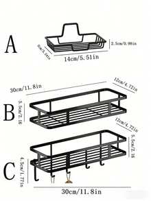1PC Iron Storage Rack With Hook, Multipurpose Hole-Free Wall Mounted Corner Storage Shelf, Suitable For Bathroom, Bathroom Accessories, Room Decor Bathroom Accessories - Multicolor - View 12