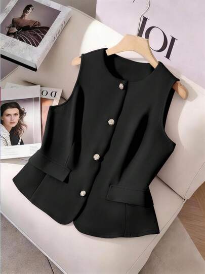 GlowEve CURVE Áo sơ mi cỡ lớn với thiết kế tinh tế, đa năng, ôm eo, chất lượng cao, thanh lịch, thời trang, cổ tròn, dành cho người trí thức.