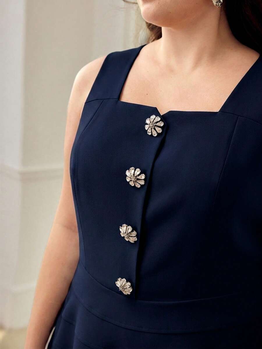 MOTF PREMIUM PLUS SLEEVELESS LONG FITTED A-LINE DRESS, SPRING/SUMMER - Navy Blue - View 2