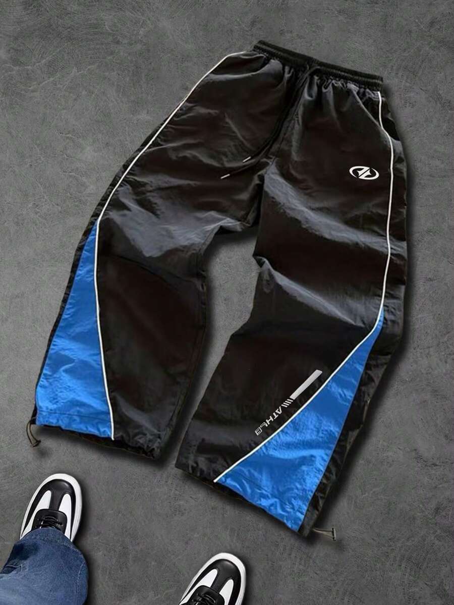 Gym Rark Men's Contrast Color Drawstring Waist Pockets Casual Sports Pants, Gym - Black - View 1