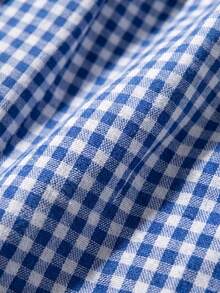 Pariaura Vintage Cute Red & White Gingham V-Neck Top,Bow Strap Open Back Ruffled Hem Cropped Top Cottage Core,Blue And White,Summer,Vacation,Holiday Slim-Fit - Navy Blue - View 5