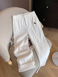 Franclia Quần thể thao golf nữ bằng cotton trắng thêu họa tiết, kiểu dáng thường ngày, thích hợp cho mùa hè. - trắng - Xem 3