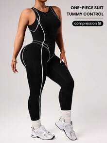 Rhythm Era Bộ áo liền quần không đường may cỡ lớn dành cho nữ, thích hợp cho tập thể dục, yoga, hoạt động ngoài trời, tập luyện, trang phục tập gym cho nữ, bộ đồ tập gym ôm sát, quần áo tập luyện cho nữ, trang phục tập gym cho người có đường cong cơ thể. - Đen và trắng - Xem 2