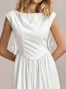BizChic White Dress Vintage French Elegant Business Formal Wedding Countryside Slouchy Luxury Dating Garden Party Day Party Daily Back To School Birthday - White - View 7