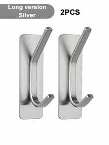 1/2/4pcs Adhesive Hooks, Towel Hook Coat Hooks, Stainless Steel Brushed Wall Hooks, For Hanging Bathrobe Sponges In Bathroom And Bedroom, Hook Accessories, Auxiliary Hook, Heavy Duty Hook - Multicolor - View 14