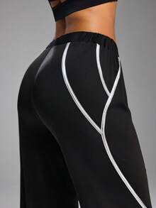 Innovista Quần jogger nữ kiểu dáng thường ngày, phối màu tương phản, cạp chun. - màu đen - Xem 7