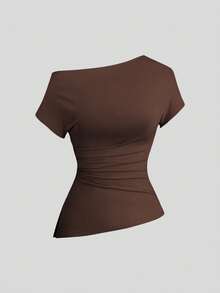 Sweetra T-shirt asymétrique décontracté et confortable pour femmes - Multicolore - Voir 4