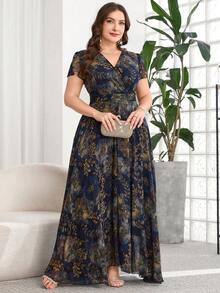 SHEIN Clasi Đầm hoa thanh lịch dành cho nữ cỡ lớn, đầm dự tiệc cưới mùa hè. - Nhiều màu - Xem 7