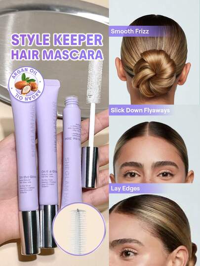 SHEGLAM HAIR On The Glow Style Keeper Hair Mascara, Frizz & Flyaway Hair Taming Wand, Hair Finishing Stick, Soft Hold Without Clumps, No Sticky Residue, Easy To Rinse Out, Sweat-Proof Formula That Lasts Through Work, Outings And Leisure For Flyaways & Baby Hairs Birthday Gift Holiday Pink Vibe Makeup Beach School Festivals Rose Girl Hair Care Y2K Mother's Day Travel Essential Vacation Summer Cruise Essentials Curly Hair Hair Curler Hair Straightener Hair Products Wax Hair Stuff