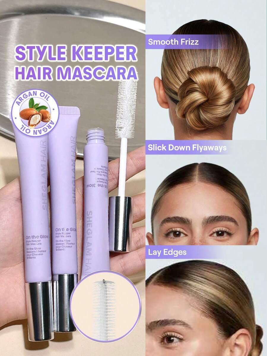 SHEGLAM HAIR On The Glow Style Keeper 睫毛膏、防毛躁飛散發棒、定型棒，柔軟定型不結塊，無粘性殘留，易於沖洗，防汗配方，持久耐用，適合工作、外出和休閒時使用，可有效防止飛散的頭髮和嬰兒毛髮 生日 禮物 假期 粉紅色的 氛圍 化妝品 海灘 學校 節慶 玫瑰 女孩 護髮 Y2K 母親節 旅行必備 假期 夏天 郵輪必備用品