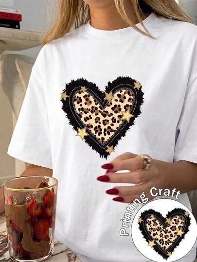 Camiseta de Mujer Manga Corta, Estampado Floral Elegante, Ajuste Casual Cómodo, Algodón Suave, Top de Verano Básico para Uso Diario