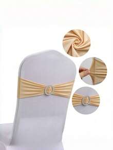 10 Pieces Set Of Spandex Chair Waistband, Bowknot Waistband, Premium Elastic Chair Cover With Buckle Slider, Elastic Chair Strap Suitable For Wedding And Event Decoration, Banquet Decoration, Chair Bow Chair Decoration, Decorative Chair Cover, Chair Back Cover - Multicolor - View 17