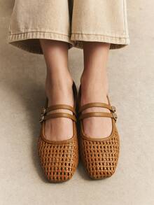 Rosivie Woven Casual Versatile Breathable Comfortable Women Flats For Christmas - Khaki - View 9