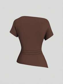 Sweetra T-shirt asymétrique décontracté et confortable pour femmes - Multicolore - Voir 3