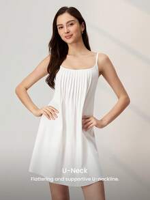 LUVLETTE Áo ngủ nữ màu trắng trơn, kiểu dáng tối giản, chất liệu cotton, xếp ly, dáng rộng, thoải mái, thích hợp mặc ở nhà. - trắng - Xem 2