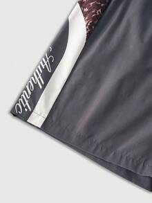 ROMWE MEN Quần short nam kiểu dáng casual, phối màu tương phản, cạp chun có dây rút, đa năng cho mùa hè. - Xám - Xem 5