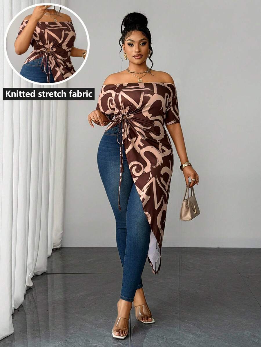 Maweii Chemise femme grande taille imprimée, design polyvalent, élégant, rétro, romantique, délicat, sexy, à la mode, idéale pour les vacances décontractées, printemps/été - Multicolore - Voir 1