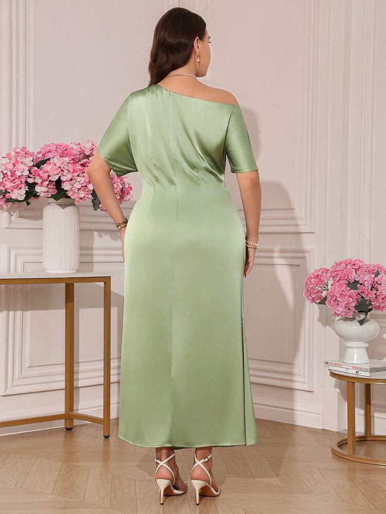 Plus Size Women's Elegant Poplin Dress, Graceful For Vacation And Commute