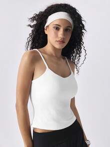 Loungeista 2pcs/Set Women Solid Color Ribbed Cami Top With Pad, Casual Sexy Cropped Top, For Workout - Multicolor - View 4