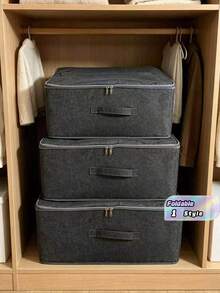 1PC Foldable Home Storage Box, Flip-Top Clothes Organizer, Multi-Function Dual Zipper Large File Storage Box, Oxford Cloth Drawer-Style Clothing Storage Box, For Storing Jeans, Sweaters, Etc. Suitable For Autumn Decor, Holiday Decor, Room Decor, Bedroom Decor, Closet Decor, Storage Bag, Storage Box, Storage Drawer - Multicolor - View 3