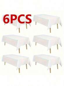 6 Pieces Elegant Disposable Black Tablecloth, Machine Woven, Perfect For Weddings, Bridal Showers, Birthdays, And General Gatherings. Easy To Clean Indoor Plastic Cover - Multicolor - View 14