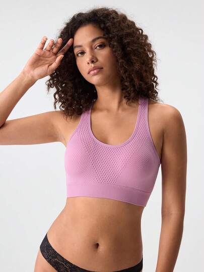 Loungeista Women's Sports Bra, Racerback Yoga Fitness Running Crop Top Bra