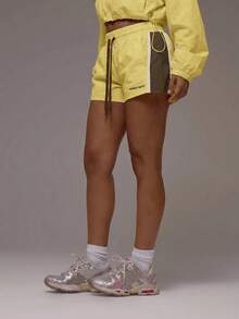 Musera Sport Drawstring Contrast Light Weight Active Runner Shorts Only Sport Workout Gym Pilates Fitness Daily Girly Casual Hot Sweat - Butter Yellow - View 3