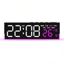 Multifunctional Atmosphere Lamp Alarm Clock, Minimalist Electronic Clock With LED Digital Display, Bedside Clock With Week, Temperature, 3 Brightness Levels, AC Powered & Battery Operated - USB or other DC connection - View 12