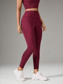 OutZeal Gym Wear Women Sports Leggings Workout Yoga Pilates Tummy Control Mesh Panel Active Bottom - Burgundy - View 8