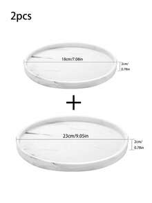 1pc/2/3pcs Dressing Table Tray, Silicone Round Tray Decorative Storage Organizer For Bathroom Toilet Tank Bedroom Kitchen Countertop, Jewelry Storage Dressing Table Tray For Candles, Lotion Bottles, Cosmetics, Marble White - Round bergite - View 6
