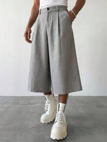 TOKVUE Men's Casual Striped Wide Leg Shorts - Light Grey - View 5