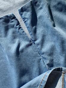 Comfortcana Đầm denim nữ không tay hở lưng, kiểu dáng thường ngày, có dây thắt eo, thích hợp cho mùa hè. - Màu xanh lam - Xem 6