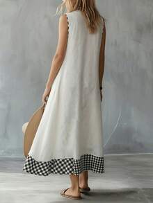 EMERY ROSE Women's Woven Casual Resort Sleeveless Summer Long Dress - White - View 2