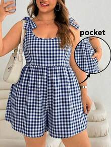 Solflare Mono de talla grande con lazo anudado, estilo vacacional, para primavera/verano - Azul - Ver 1
