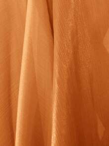 BELROSIE New Arrival Shiny Luxury V-Neck Drawstring Waist Flared Hem Short Sleeve Dress - Orange - View 3