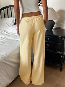 Pantalones casuales y holgados a rayas para mujer, primavera/verano - Amarillo - Ver 6