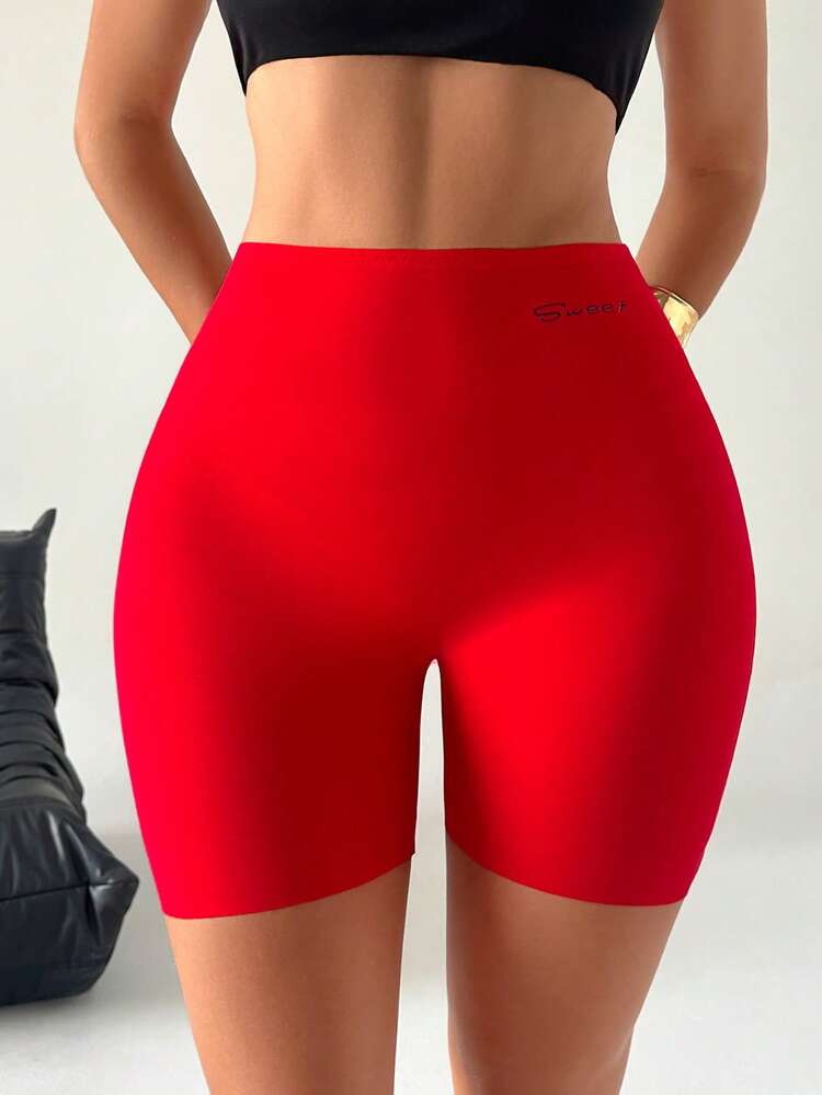 SuitURBody Women's Letter Print Casual Safety Shorts - Red - View 3