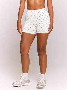 Musera Sport 樱桃印花无缝高腰塑形运动健身健身房可爱普拉提日常 - 白色 - 查看 3